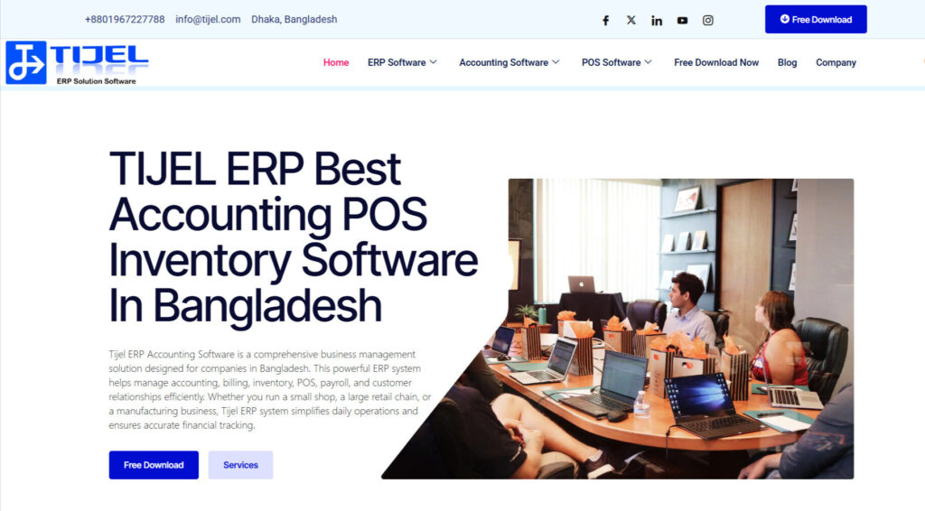 tijel ERP Software website image